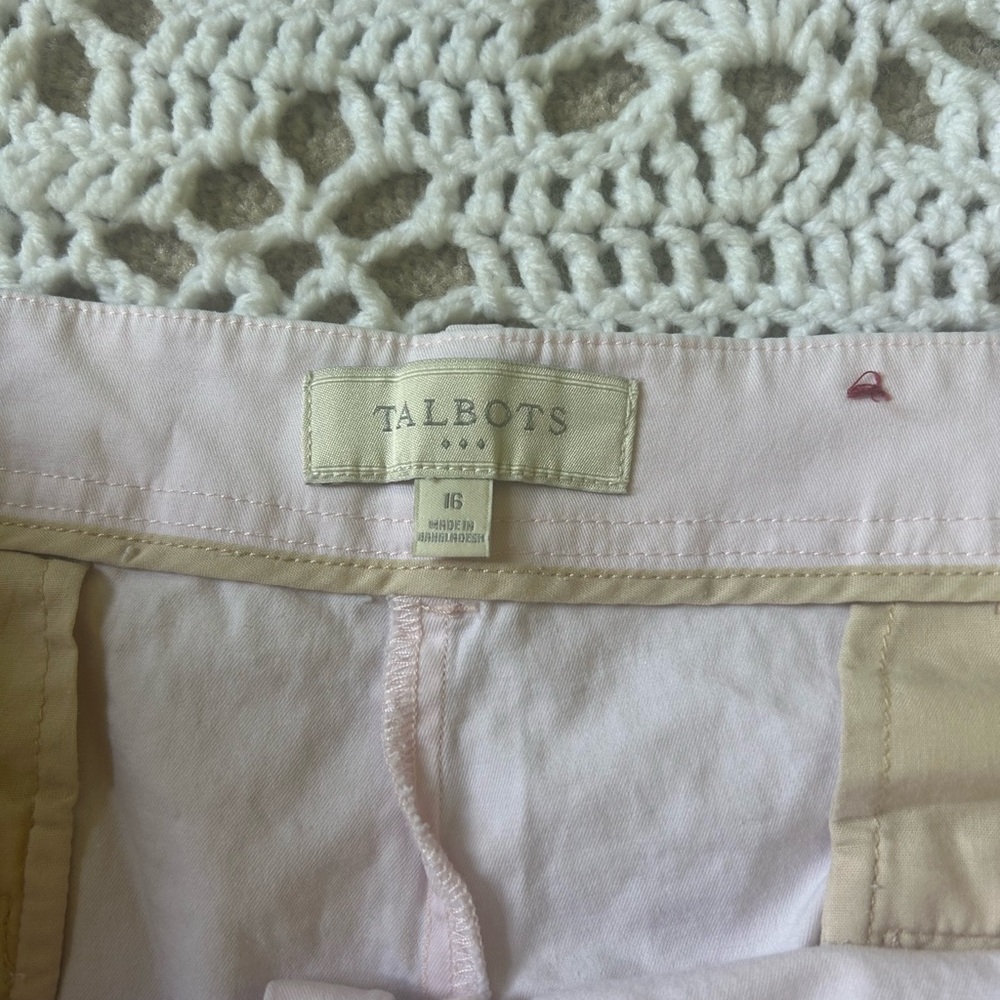TALBOTS Bermuda Chino Casual Shorts 16 Pale Pink - Picture 4 of 9